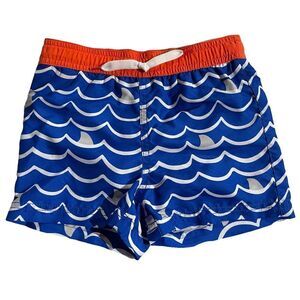 JANIE and Jack Boys Blue Shark Fin Swim Trunks T2